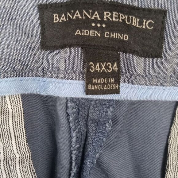 Banana Republic Pants Mens 34x34 Blue Geometric Print Aiden Chinos Preppy - Picture 7 of 9